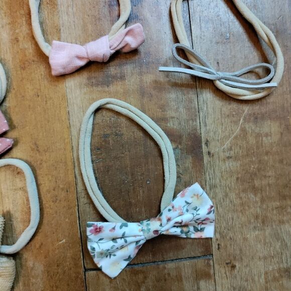 Newborn headbands bundle hair bows green red boho holiday Christmas soft band - Picture 10 of 12